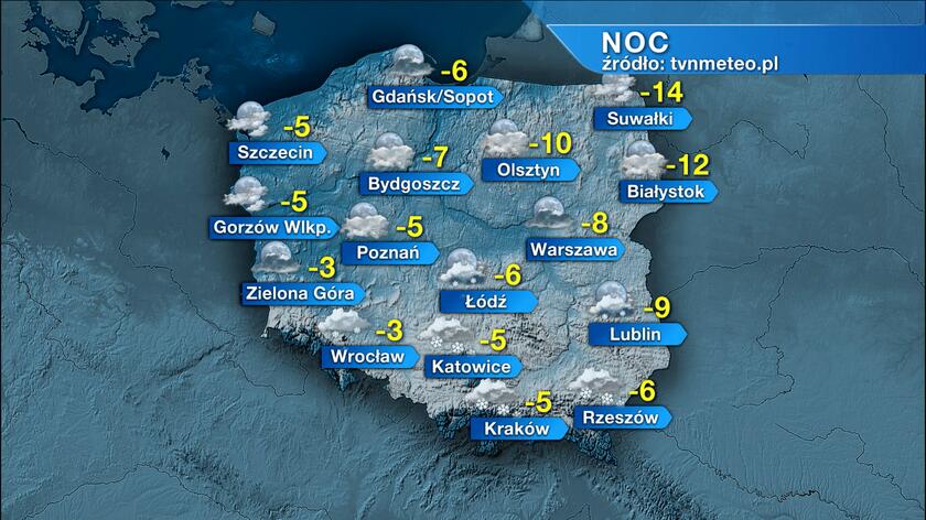 Pogoda na jutro piątek 12 01 W nocy do 14 stopni na termometrach