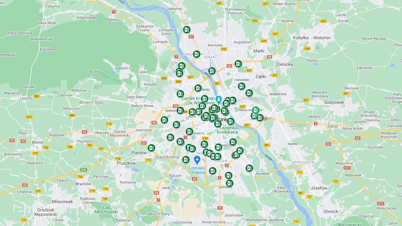 Stacje Adowania Samochod W Elektrycznych W Warszawie Mapa Tvn Warszawa