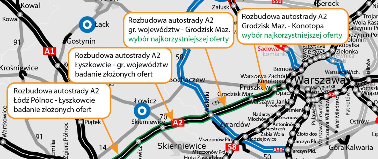Dodatkowy pas na A2