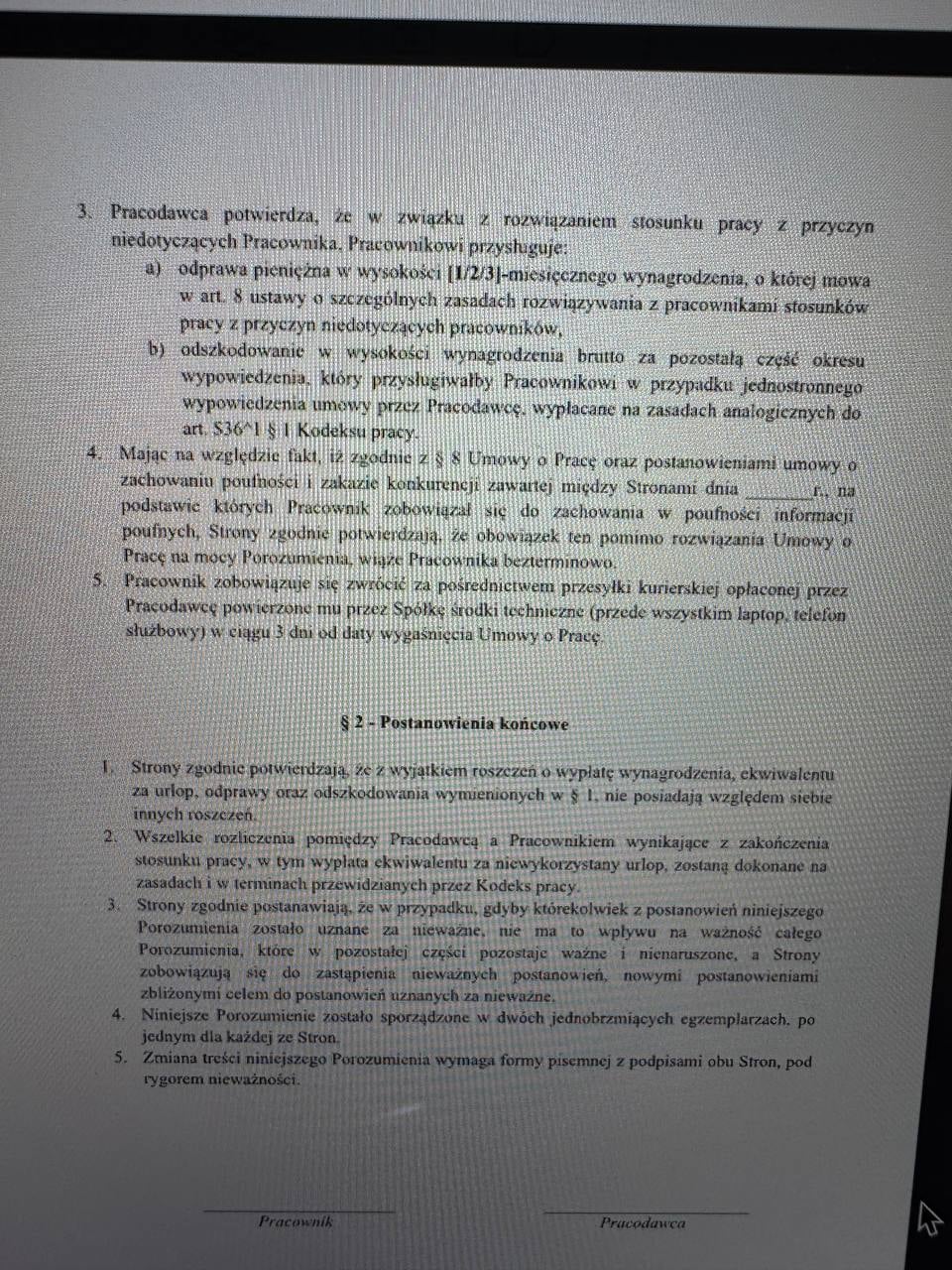 Zondacrypto. Wzór rozwiązania umowy - strona 2
