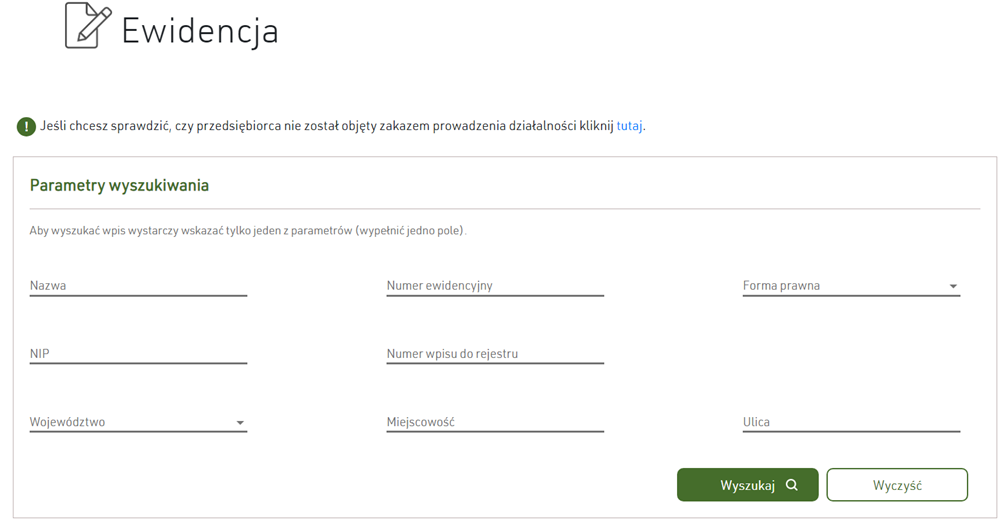 Tak wygląda zakładka wyszukiwarka firm na stronie Ubezpieczeniowego Funduszu Gwarancyjnego (UFG)