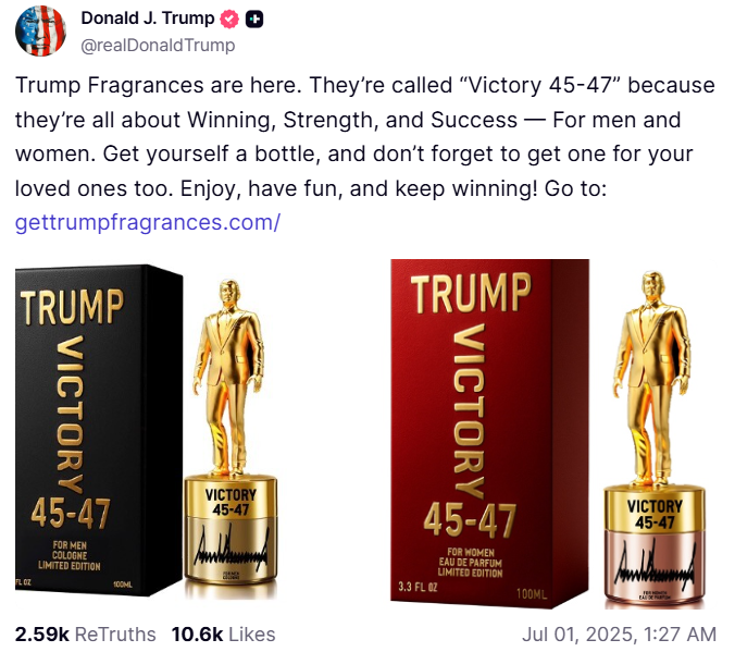 Trump reklamuje perfumy