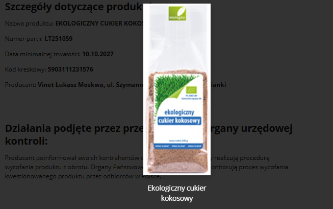 Partia cukru wycofywana z obrotu