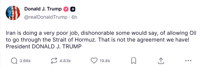 Trump o cieśninie Ormuz