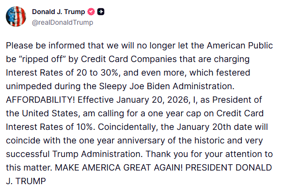 Trump o kartach kredytowych