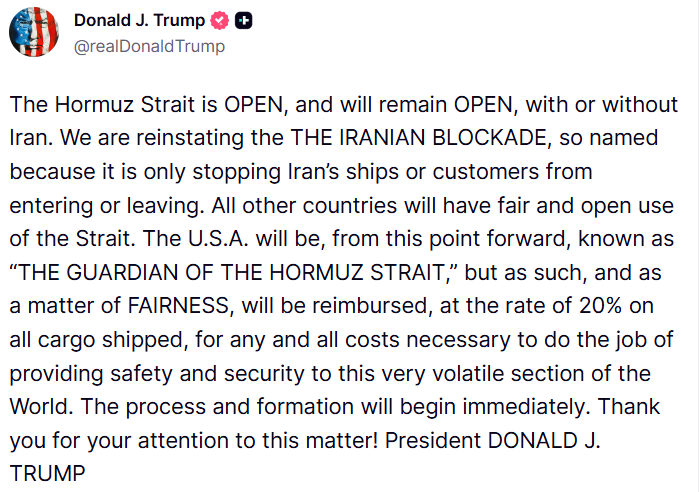 Trump o blokadzie Iranu