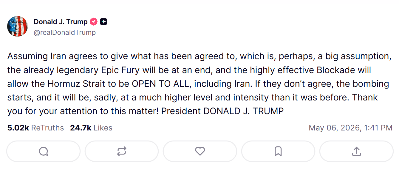 Trump: jeśli nie wyrażą zgody, rozpoczną się bombardowania