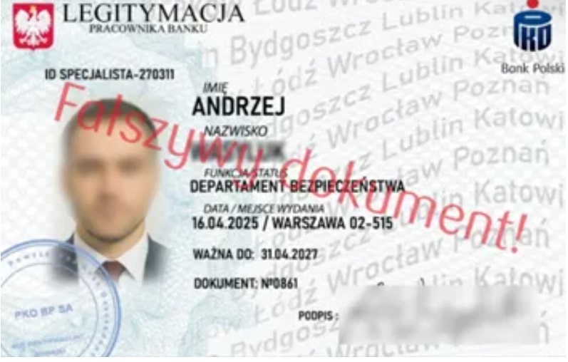 Fałszywa legitymacja bankowa