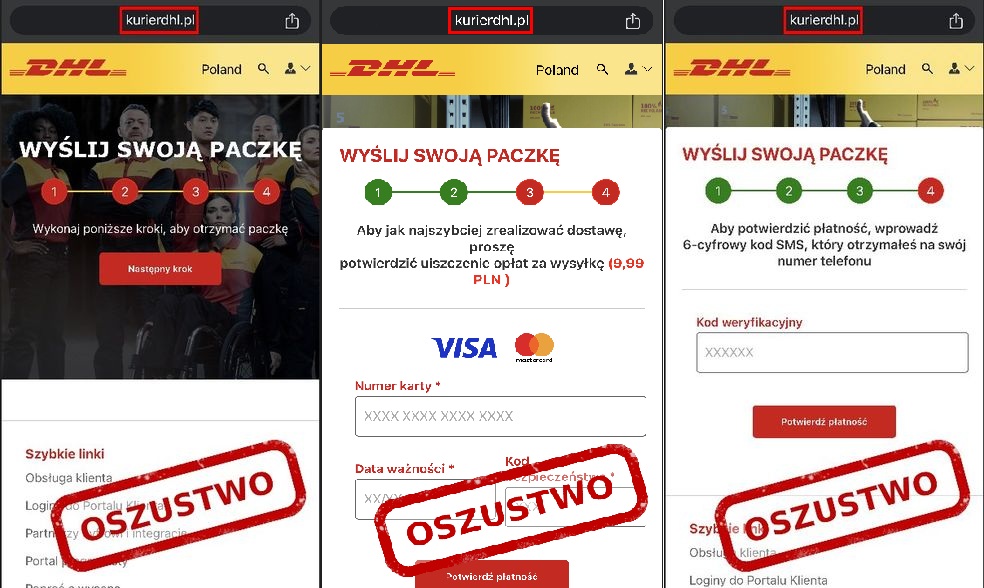 Przykładowe, fałszywe strony firm
