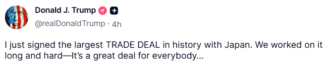 Trump o umowie z Japonią