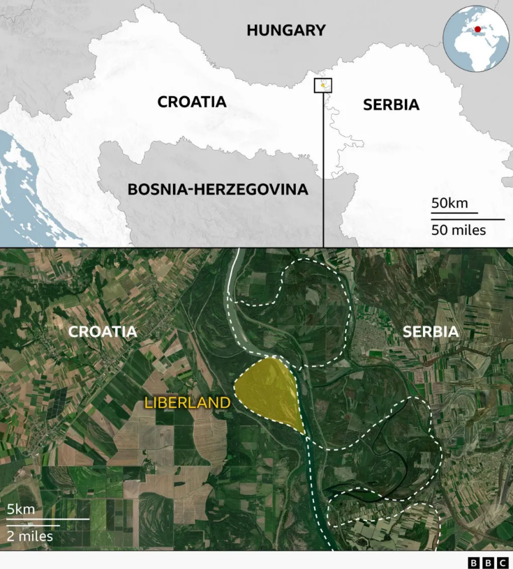 Liberland - mapa BBC