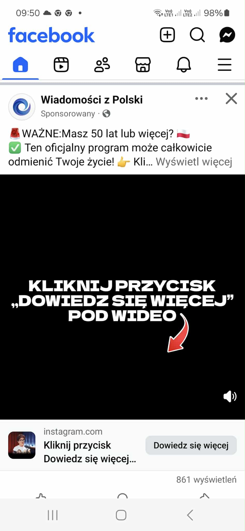Fałszywa reklama w social mediach, w której użyto skradziony wizerunek Jolanty Kwaśniewskiej