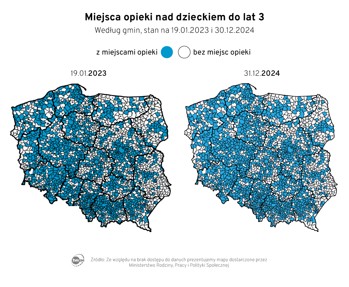 Miejsca opieki dla dzieci do lat 3 w gminach