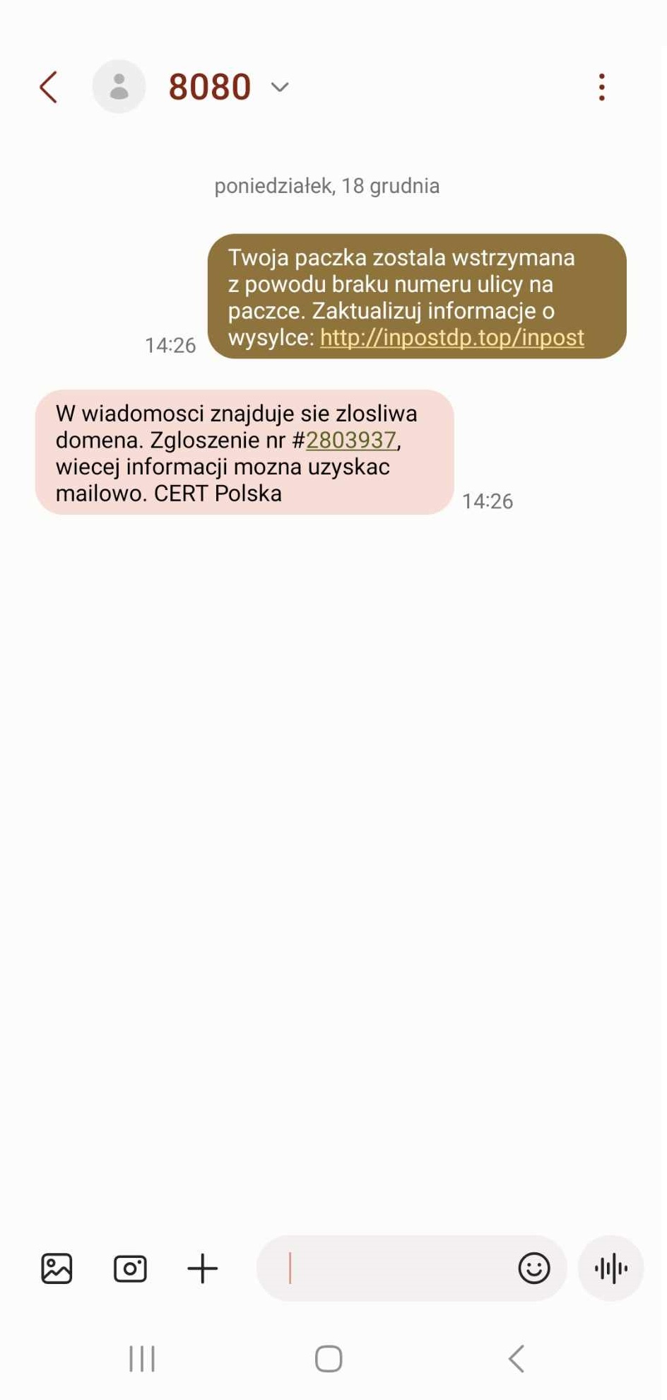 Zgłoszenie pod numer 8080