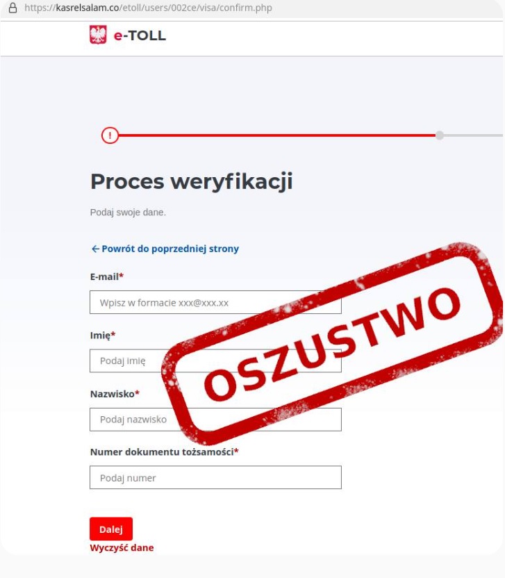 Przykład e-maila od oszustów. Krok drugi