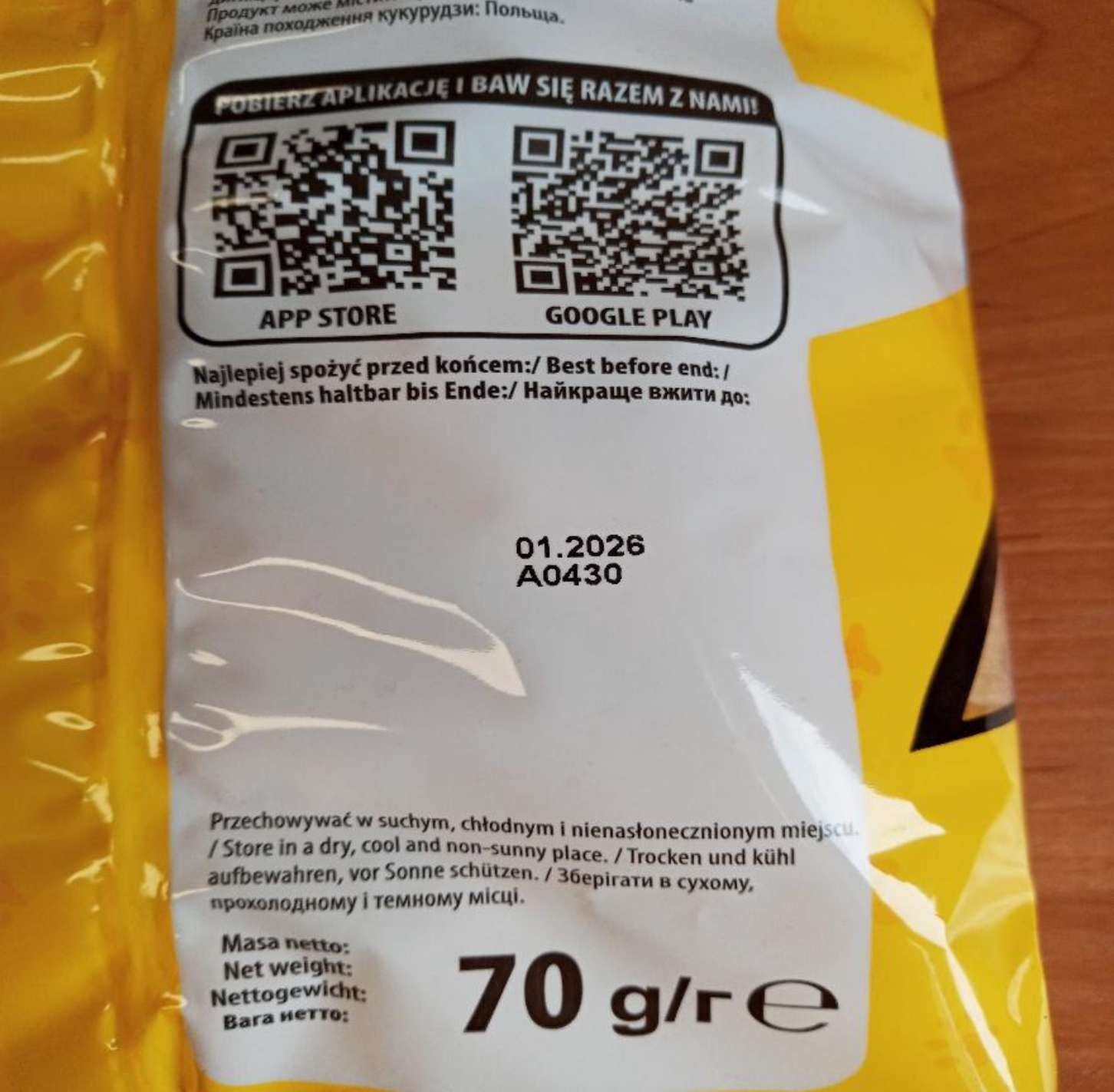 Chrupki kukurydziane wycofane z obrotu. Tył opakowania