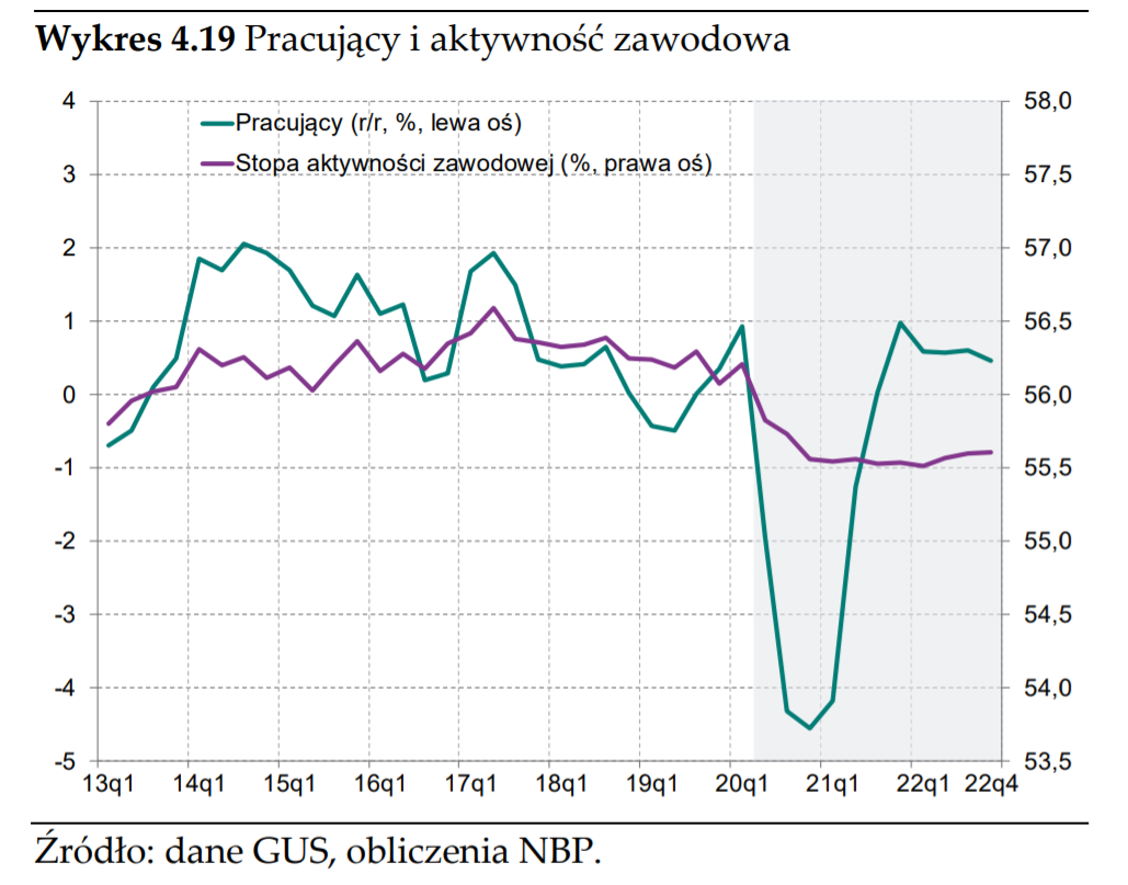 Pracujący i aktywność zawodowa - prognoza NBP