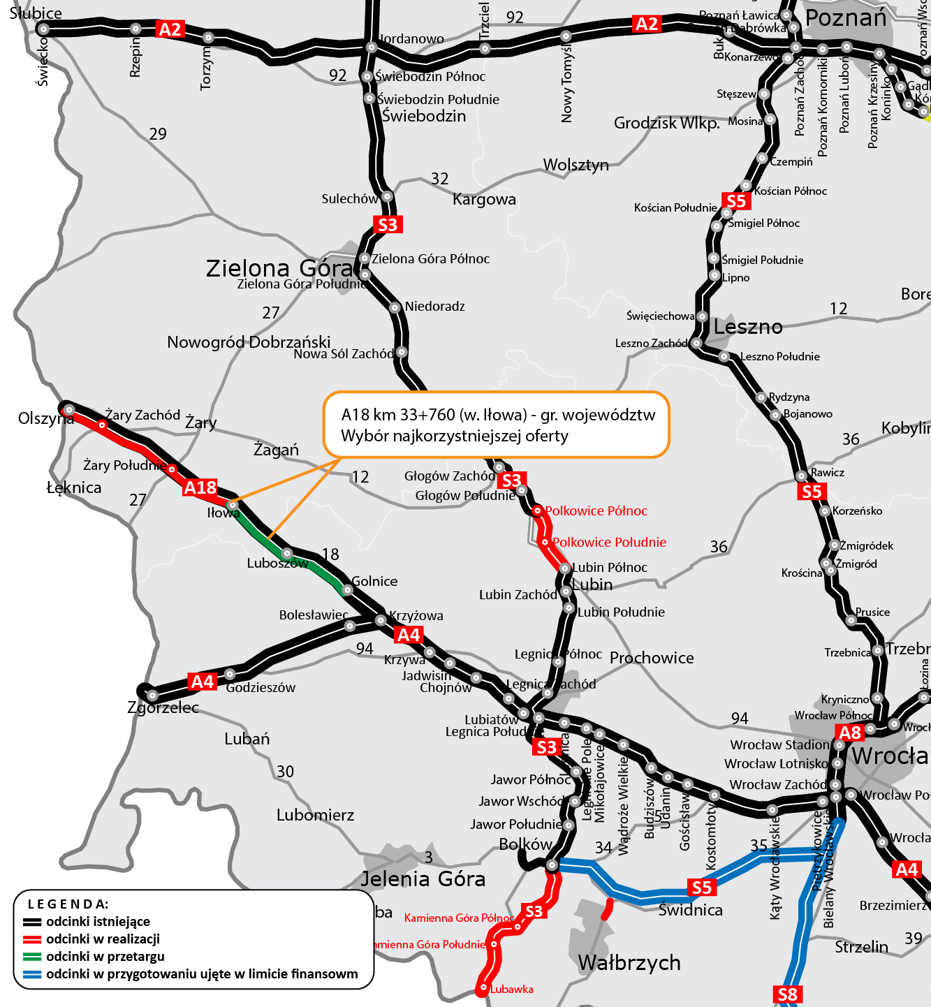 A18 odc. 3 Iłowa - granica województw