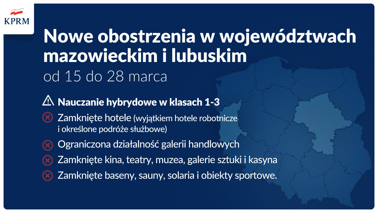 Nowe obostrzenia w województwach mazowieckim i lubuskim