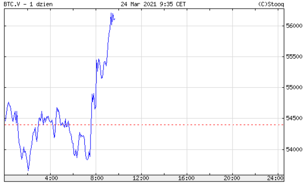 Kurs bitcoina - 24 marca 2021