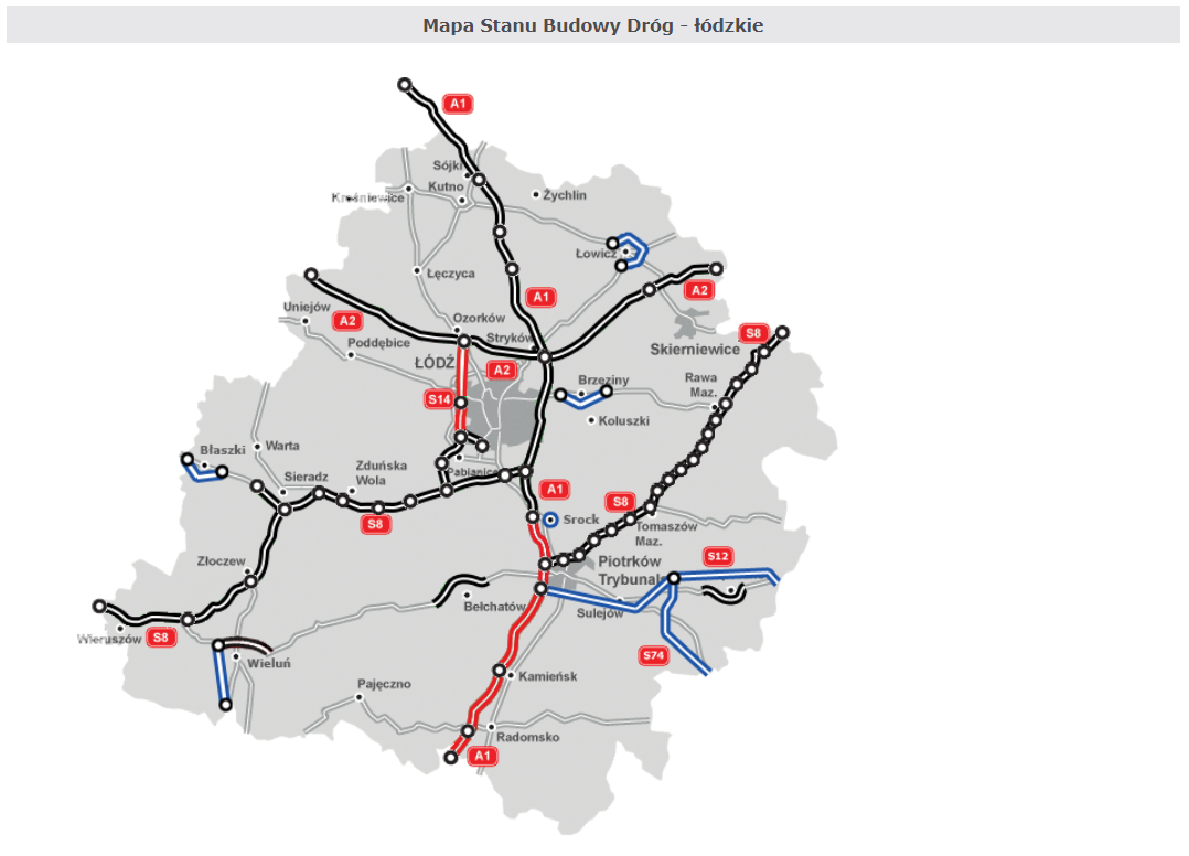 Autostrada A1 - stan budowy dróg