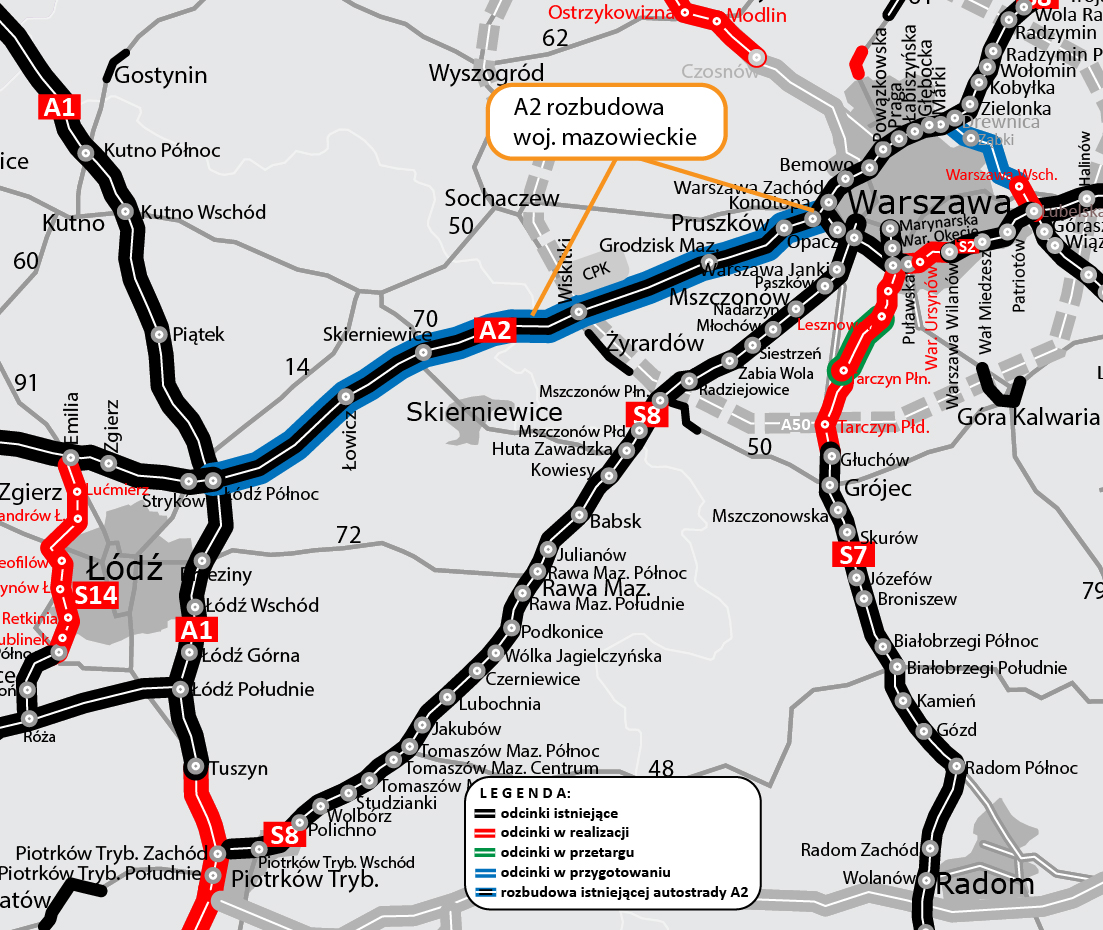 Autostrada A2 trzeci pas woj. mazowieckie