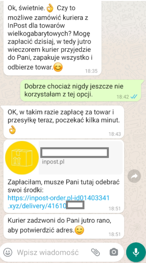 Przykład rozmowy z oszustem