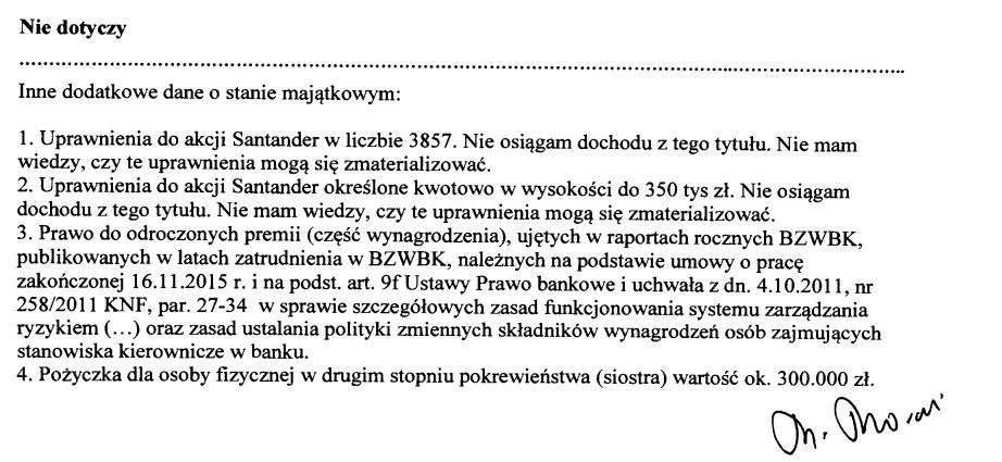 Fragment oświadczenia majątkowego premiera za 2020 rok