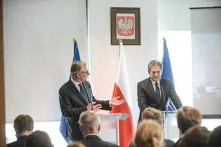 Chłoń i Rubin podczas konferencji prasowej nt. utworzenia inicjatywy Ukraine Communication Group