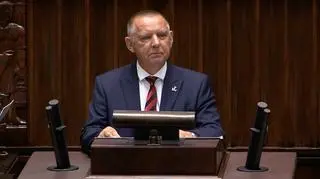 Marian Banaś podczas wystąpienia w Sejmie
