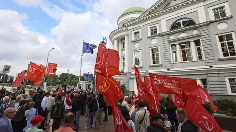 Protest w Moskwie rosyjskiej partii komunistycznej