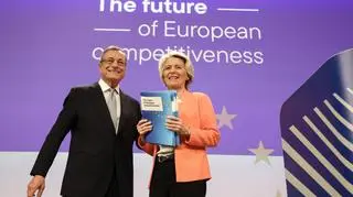 Ursula Von der Leyen Mario Draghi na konferencji prasowej w Belgii