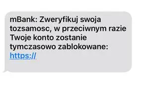 Przykładowa wiadomość od oszustów
