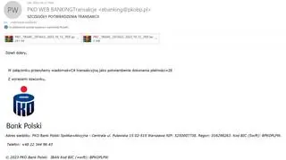 Przykładowa wiadomość e-mail od oszustów