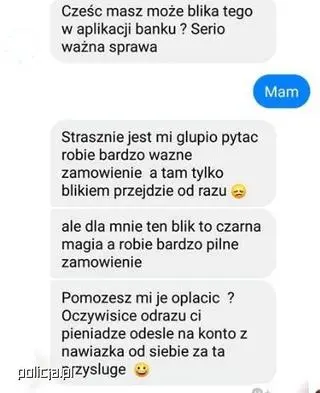 Wiadomość od oszustów