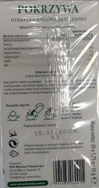 Pokrzywa ziołowa ekspresowa - partia wycofana z obrotu