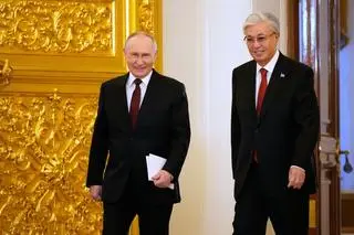 Prezydent Kazachstanu Kasym-Żomart Tokajew na spotkaniu z Władimirem Putinem