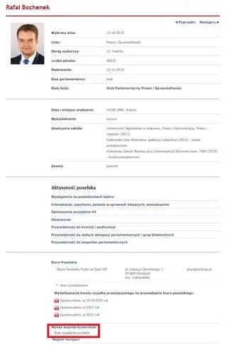 Rafał Bochenek - zrzut profilu na stronie Sejmu