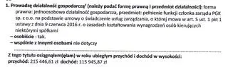 Fragment oświadczenia majątkowego Sylwii Sobolewskiej. Funkcja członka zarządu w spółce PGK w Kamieniu Pomorskim