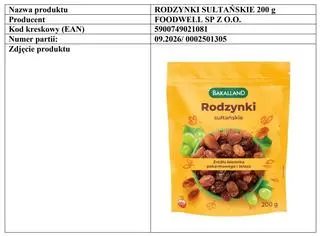 Rodzynki Bakalland wycofane z Auchan