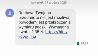 Przykładowy SMS od oszustów