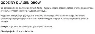 Godziny dla seniorów