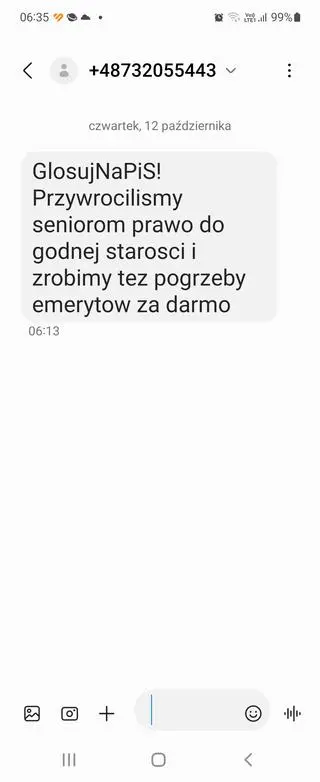 Sms z agitacją wyborczą