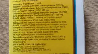 Suplement BOSS Energy Extra (tył opakowania)