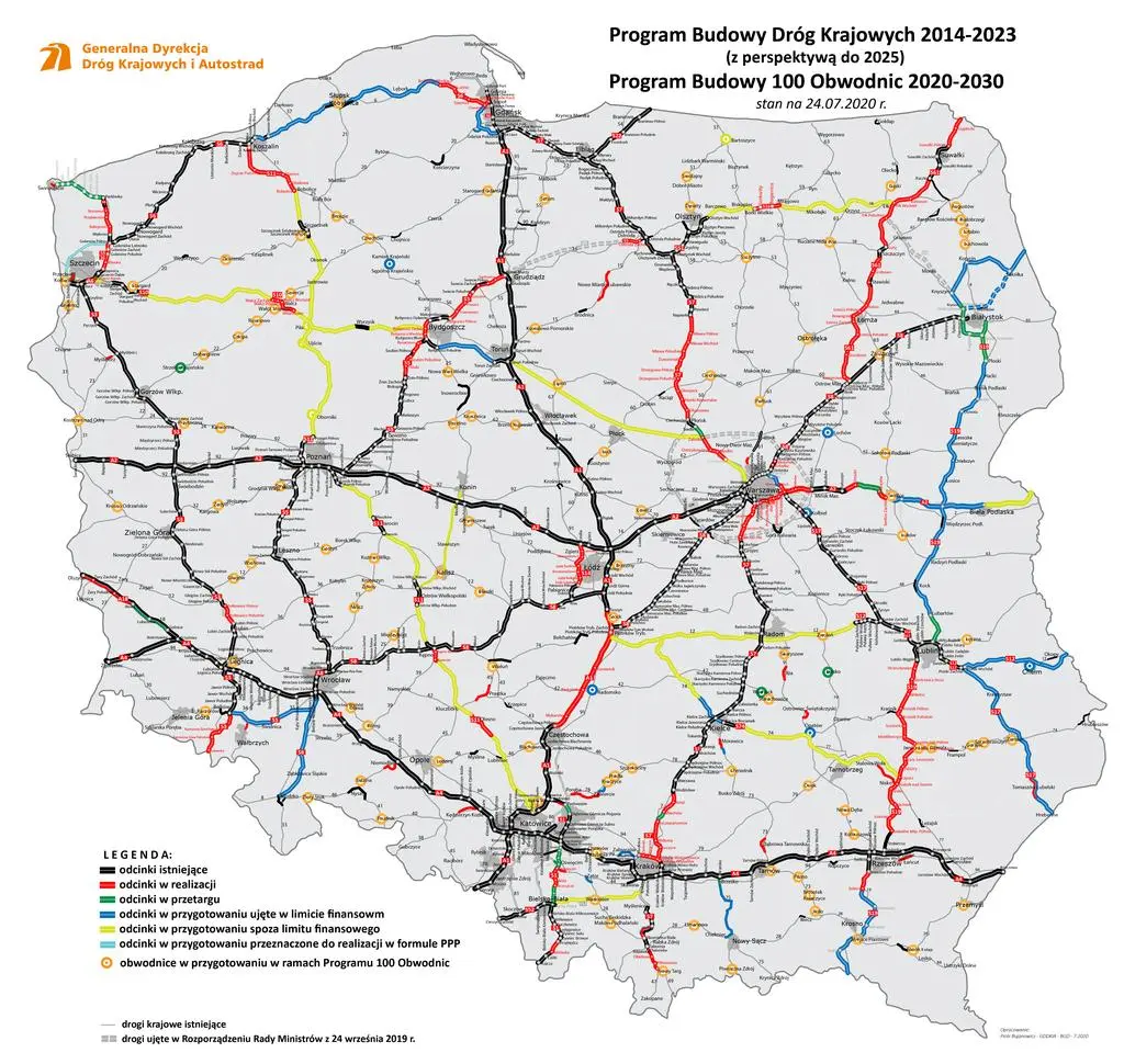 Program budowy dróg - mapa