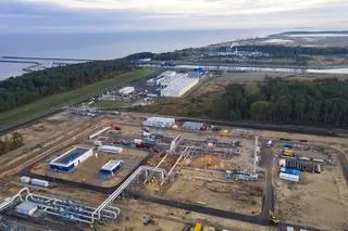 Wejście gazociągu Nord Stream 2 na ląd w Lubminie (zdjęcie z października 2019)