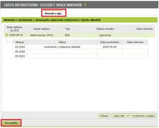 Szczegółowe informacje o wniosku