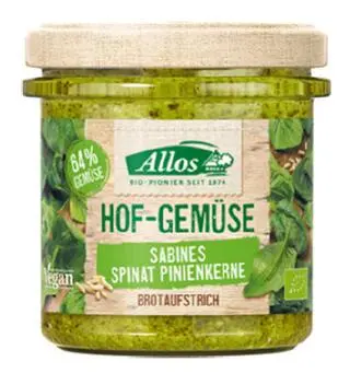  Pasta warzywna ze szpinakiem i orzeszkami piniowymi bezglutenowa BIO, 135 g marki Allos