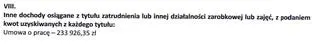 Fragment oświadczenia majątkowego Sylwii Sobolewskiej. Wpis dotyczący umowy o pracę