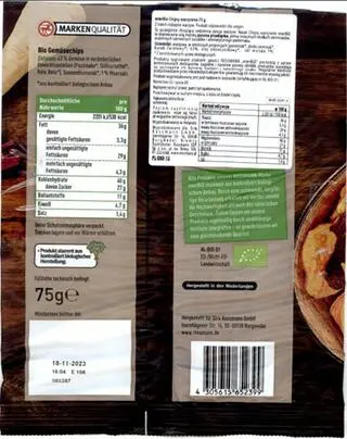 Ostrzeżenie: wysoki poziom akryloamidu w partii chipsów warzywnych